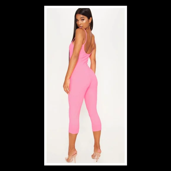 💋PRETTY LITTLE THING NEON PINK STRAPPY UNITARD!!! - Picture 3 of 10
